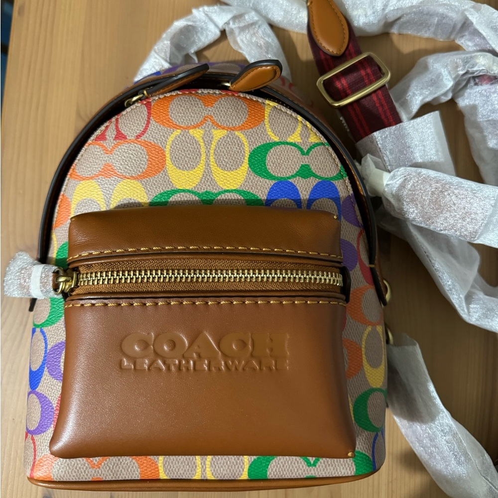 🌈 Coach Charter Backpack 18 In Rainbow Signature Canvas